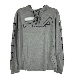 Fila Mens Gray Pullover Long Sleeve Hoodie Sweatshirts Size XL